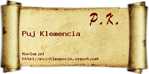 Puj Klemencia névjegykártya
